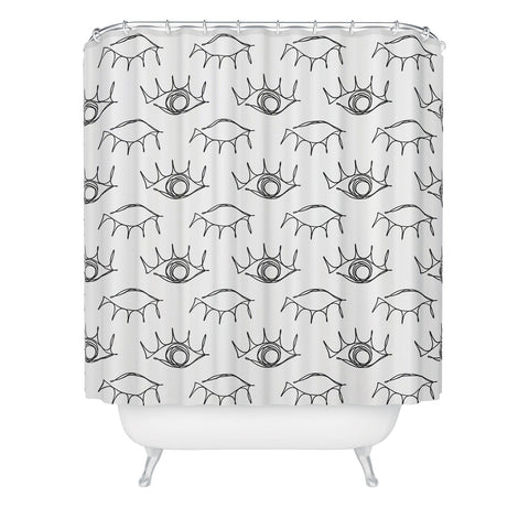 Emanuela Carratoni Sketched Eyes Pattern Shower Curtain