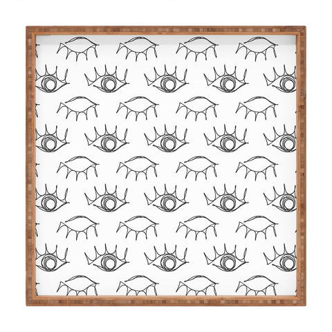 Emanuela Carratoni Sketched Eyes Pattern Square Tray