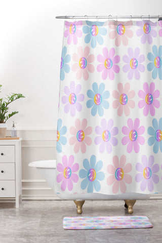 Emanuela Carratoni Smiles and Flowers Shower Curtain And Mat