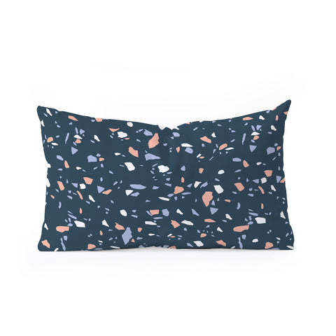 Emanuela Carratoni So Blue Terrazzo Oblong Throw Pillow