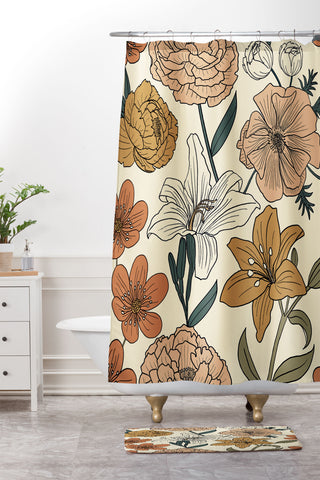Emanuela Carratoni Spring Floral Mood Shower Curtain And Mat