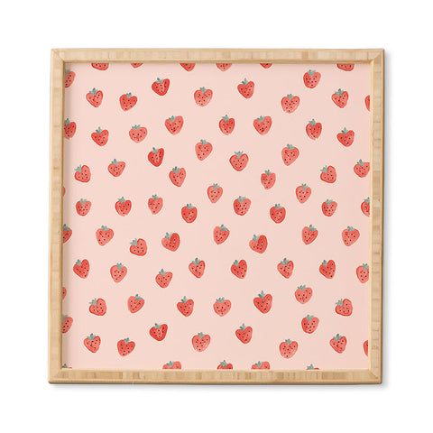 Emanuela Carratoni Strawberries on Pink Framed Wall Art