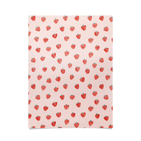 Emanuela Carratoni Strawberries on Pink Poster