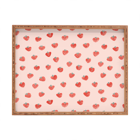 Emanuela Carratoni Strawberries on Pink Rectangular Tray
