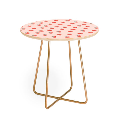 Emanuela Carratoni Strawberries on Pink Round Side Table