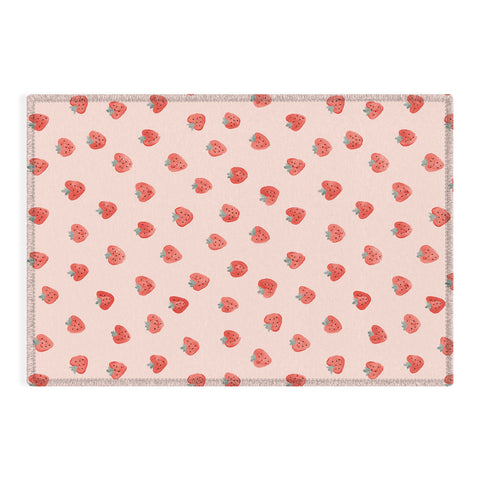 Emanuela Carratoni Strawberries on Pink Outdoor Rug
