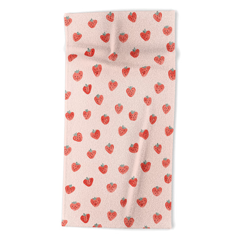 Emanuela Carratoni Strawberries on Pink Beach Towel