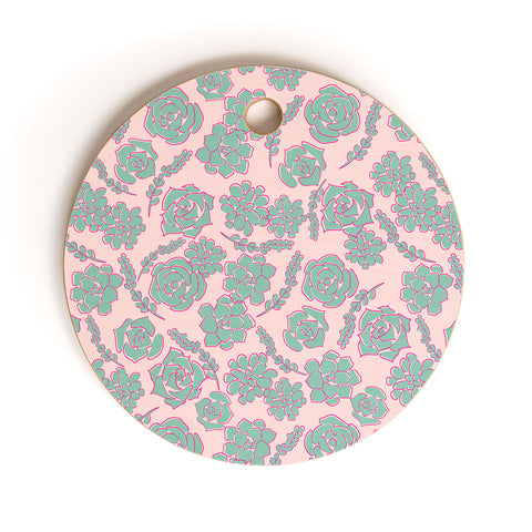Emanuela Carratoni Succulent Pattern Cutting Board Round