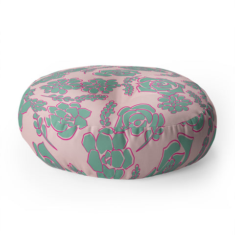 Emanuela Carratoni Succulent Pattern Floor Pillow Round