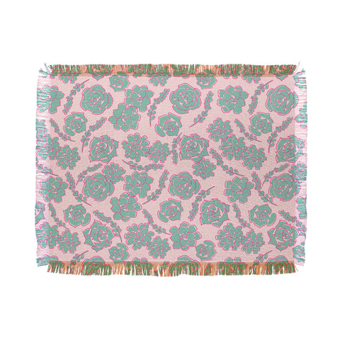 Emanuela Carratoni Succulent Pattern Throw Blanket
