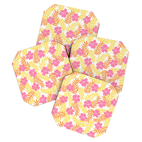 Emanuela Carratoni Summer Pink Flowers Coaster Set