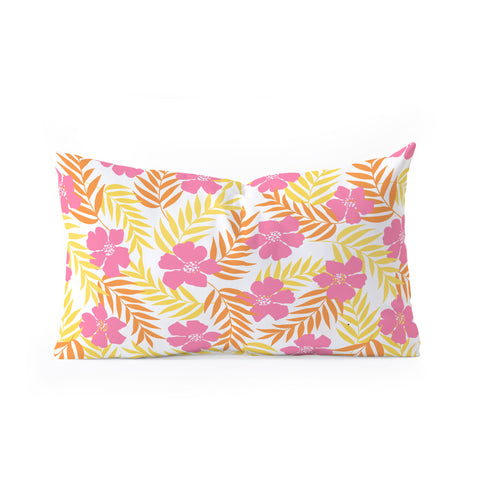 Emanuela Carratoni Summer Pink Flowers Oblong Throw Pillow