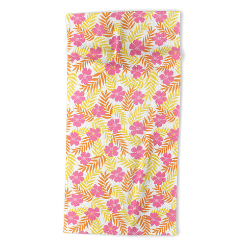 Emanuela Carratoni Summer Pink Flowers Beach Towel