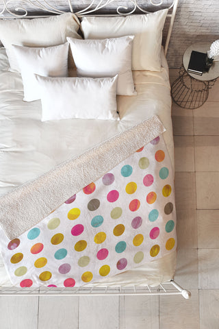 Emanuela Carratoni Summer Polka Dots Fleece Throw Blanket
