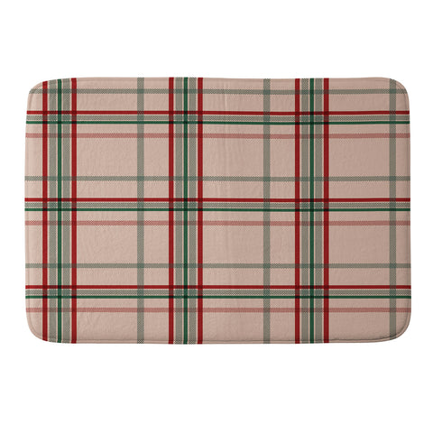 Emanuela Carratoni Tartan Theme on Pink Memory Foam Bath Mat