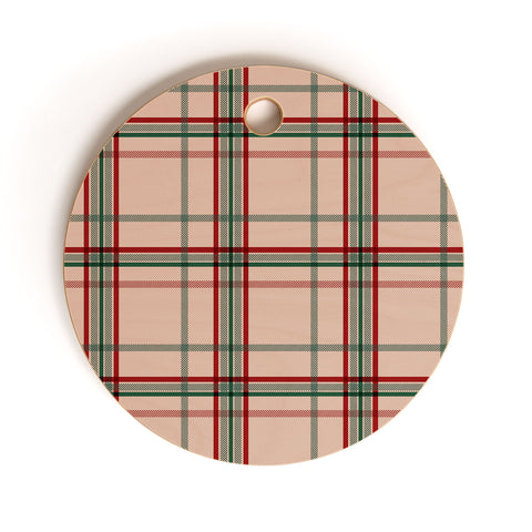Emanuela Carratoni Tartan Theme on Pink Cutting Board Round