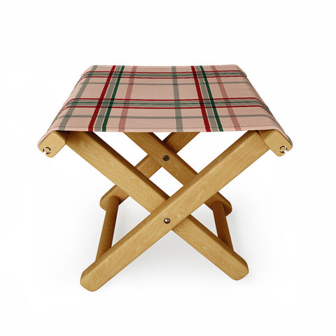 Emanuela Carratoni Tartan Theme on Pink Folding Stool