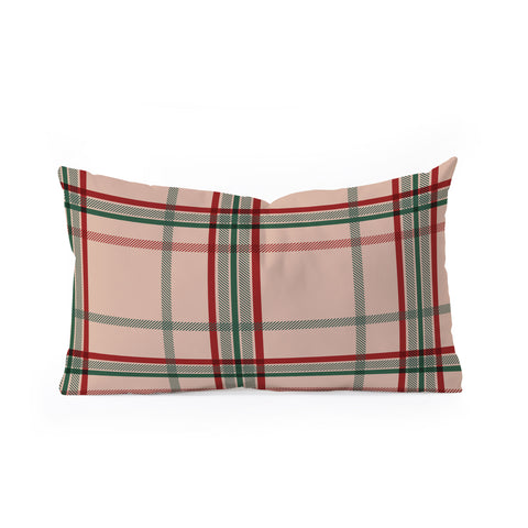 Emanuela Carratoni Tartan Theme on Pink Oblong Throw Pillow