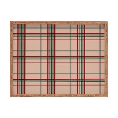 Emanuela Carratoni Tartan Theme on Pink Rectangular Tray