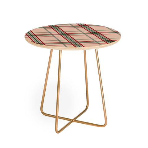 Emanuela Carratoni Tartan Theme on Pink Round Side Table