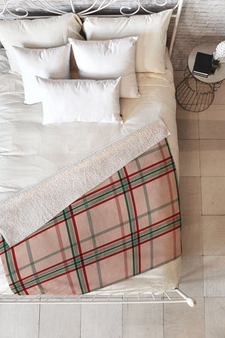 Emanuela Carratoni Tartan Theme on Pink Fleece Throw Blanket