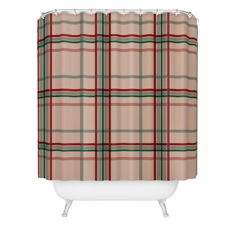 Emanuela Carratoni Tartan Theme on Pink Shower Curtain