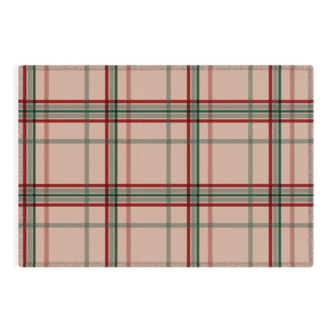 Emanuela Carratoni Tartan Theme on Pink Outdoor Rug