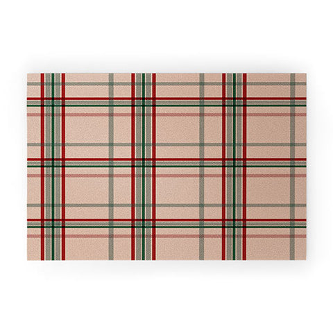 Emanuela Carratoni Tartan Theme on Pink Welcome Mat