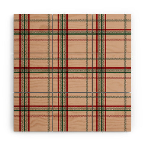 Emanuela Carratoni Tartan Theme on Pink Wood Wall Mural
