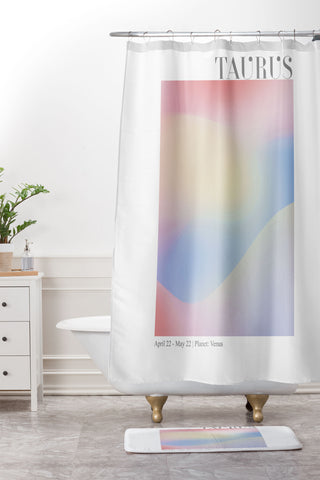 Emanuela Carratoni Taurus Zodiac Sign Gradient Shower Curtain And Mat