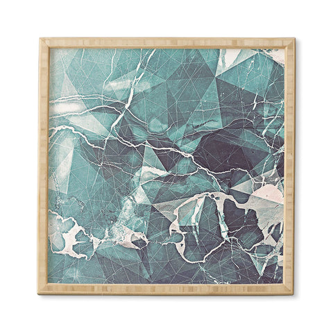 Emanuela Carratoni Teal Blue Geometric Marble Framed Wall Art