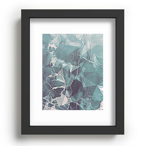 Emanuela Carratoni Teal Blue Geometric Marble Recessed Framing Rectangle