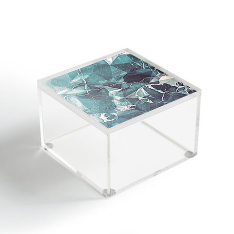 Emanuela Carratoni Teal Blue Geometric Marble Acrylic Box
