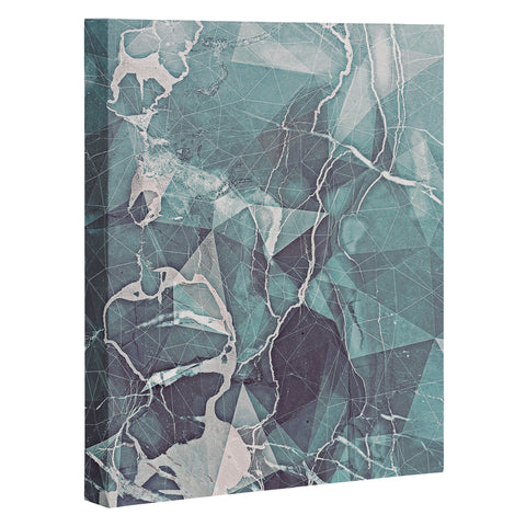 Emanuela Carratoni Teal Blue Geometric Marble Art Canvas