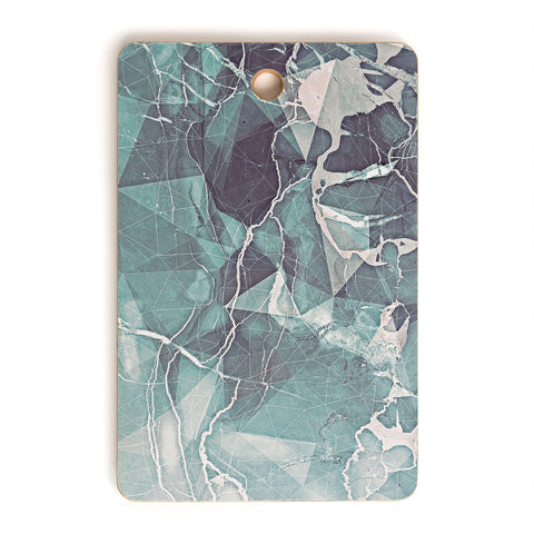 Emanuela Carratoni Teal Blue Geometric Marble Cutting Board Rectangle