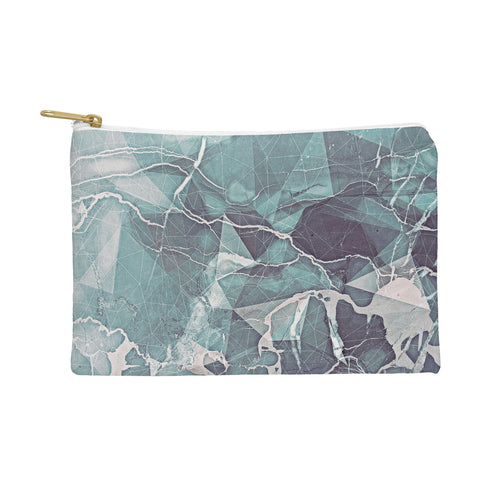 Emanuela Carratoni Teal Blue Geometric Marble Pouch