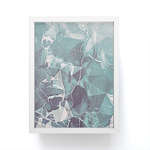 Emanuela Carratoni Teal Blue Geometric Marble Framed Mini Art Print