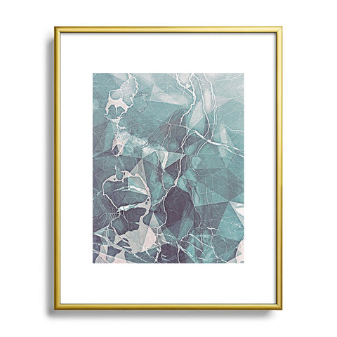 Emanuela Carratoni Teal Blue Geometric Marble Metal Framed Art Print