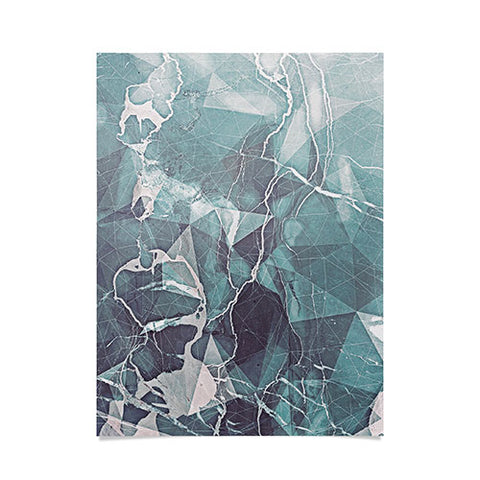 Emanuela Carratoni Teal Blue Geometric Marble Poster