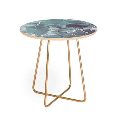 Emanuela Carratoni Teal Blue Geometric Marble Round Side Table