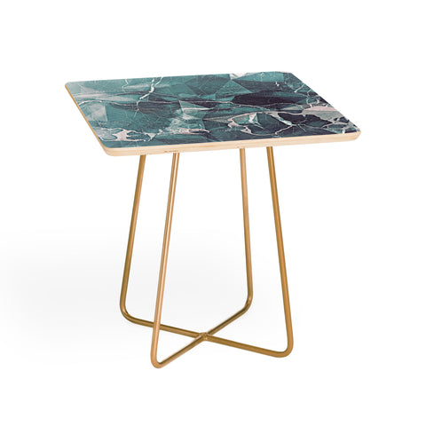 Emanuela Carratoni Teal Blue Geometric Marble Side Table