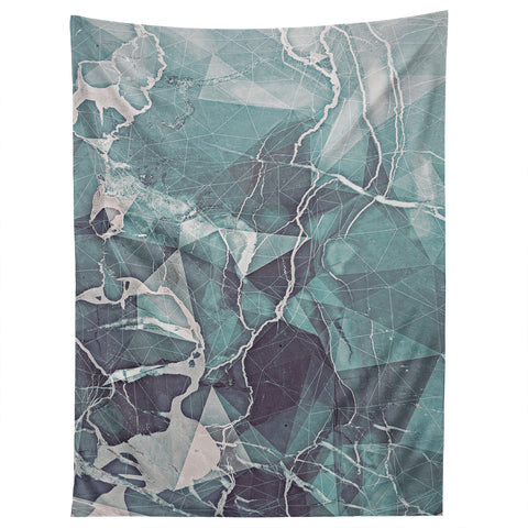 Emanuela Carratoni Teal Blue Geometric Marble Tapestry