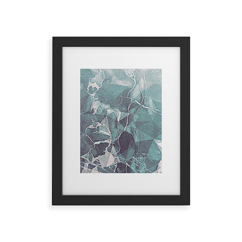 Emanuela Carratoni Teal Blue Geometric Marble Framed Art Print