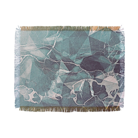 Emanuela Carratoni Teal Blue Geometric Marble Throw Blanket