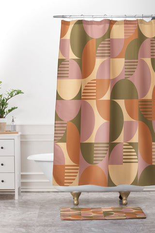 Emanuela Carratoni Terracotta Theme Shower Curtain And Mat
