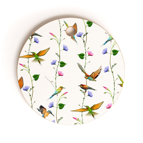 Emanuela Carratoni The Birds Garden Cutting Board Round