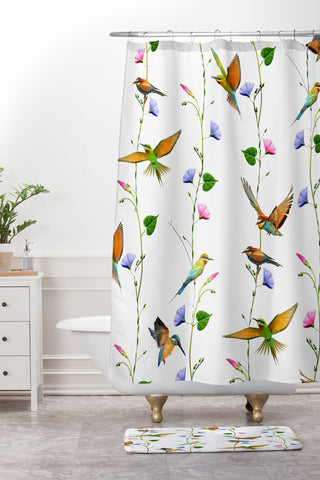Emanuela Carratoni The Birds Garden Shower Curtain And Mat