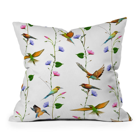 Emanuela Carratoni The Birds Garden Throw Pillow