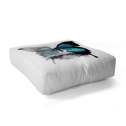 Emanuela Carratoni The Blue Butterfly Floor Pillow Square