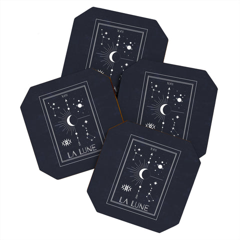 Emanuela Carratoni The Moon or La Lune Tarot Coaster Set